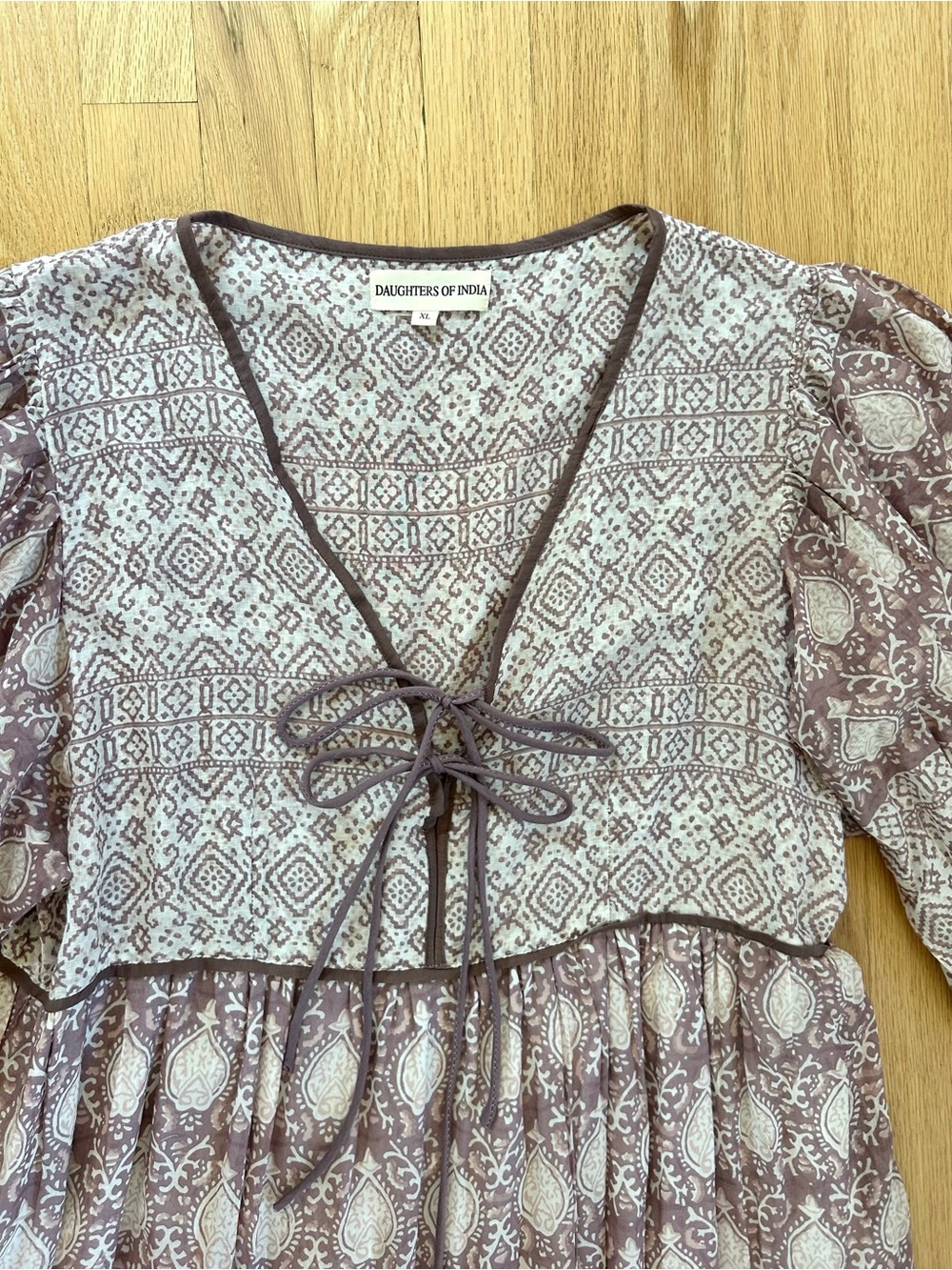 DAUGHTERS OF INDIA jasmine maxi dress lavender block print boho cotton size XL - Picture 9 of 13